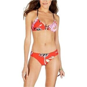Trina Turk Women's Shangri La Bralette Hipster Bikini Set 2 PC sz 10 Flame